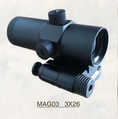 MAG03, magnifier with flip to side mount and QD system, mdel 3x26
